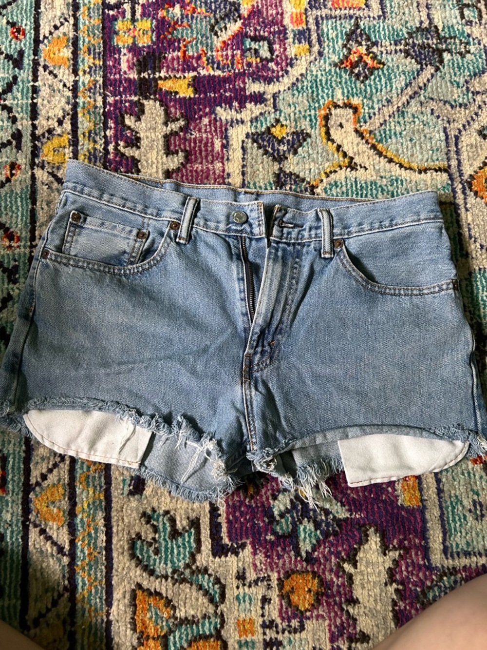 Levi's Light Blue Frayed Hem Denim Shorts